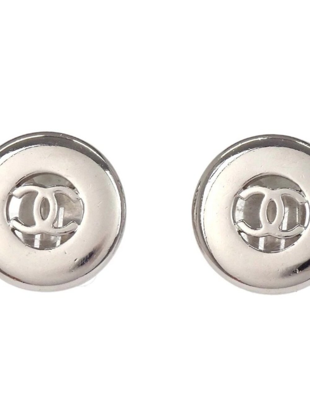 Chanel Button Clip-On Earrings Silver 97A 179289